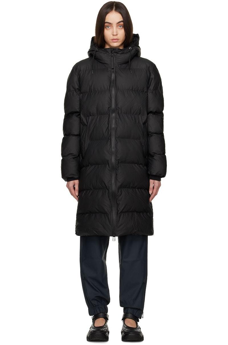 Rains Black Long Puffer Jacket Black Garmentory
