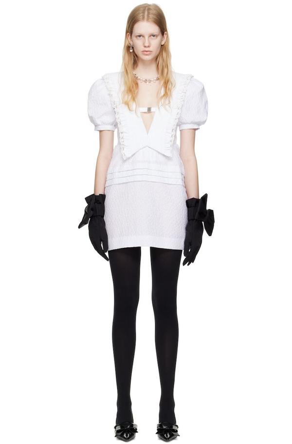 chinese dress ladies Shushu/Tong // Black & White Wool Lace Bow Dress  VSP Consignment