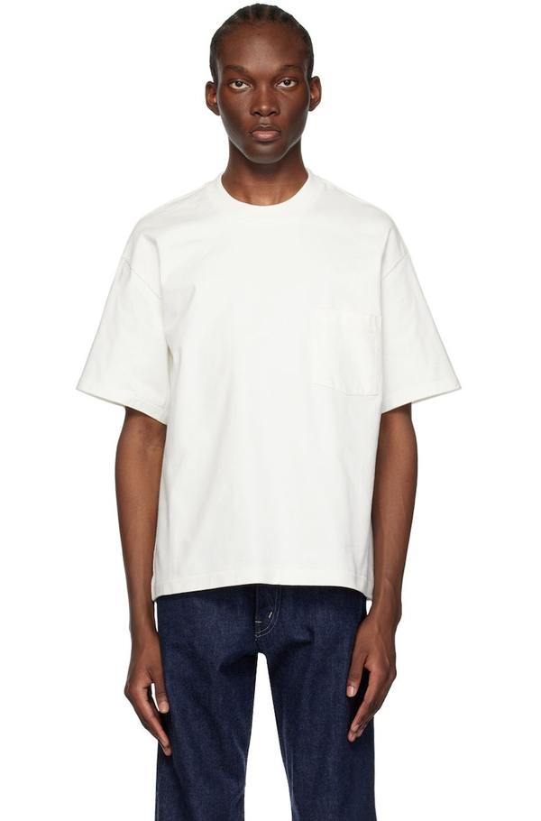 Auralee White Stand-Up T-Shirt - Plaiting white | Garmentory