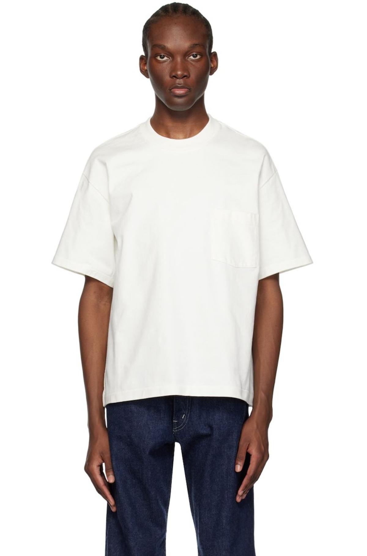 Auralee White Stand-Up T-Shirt - Plaiting white | Garmentory