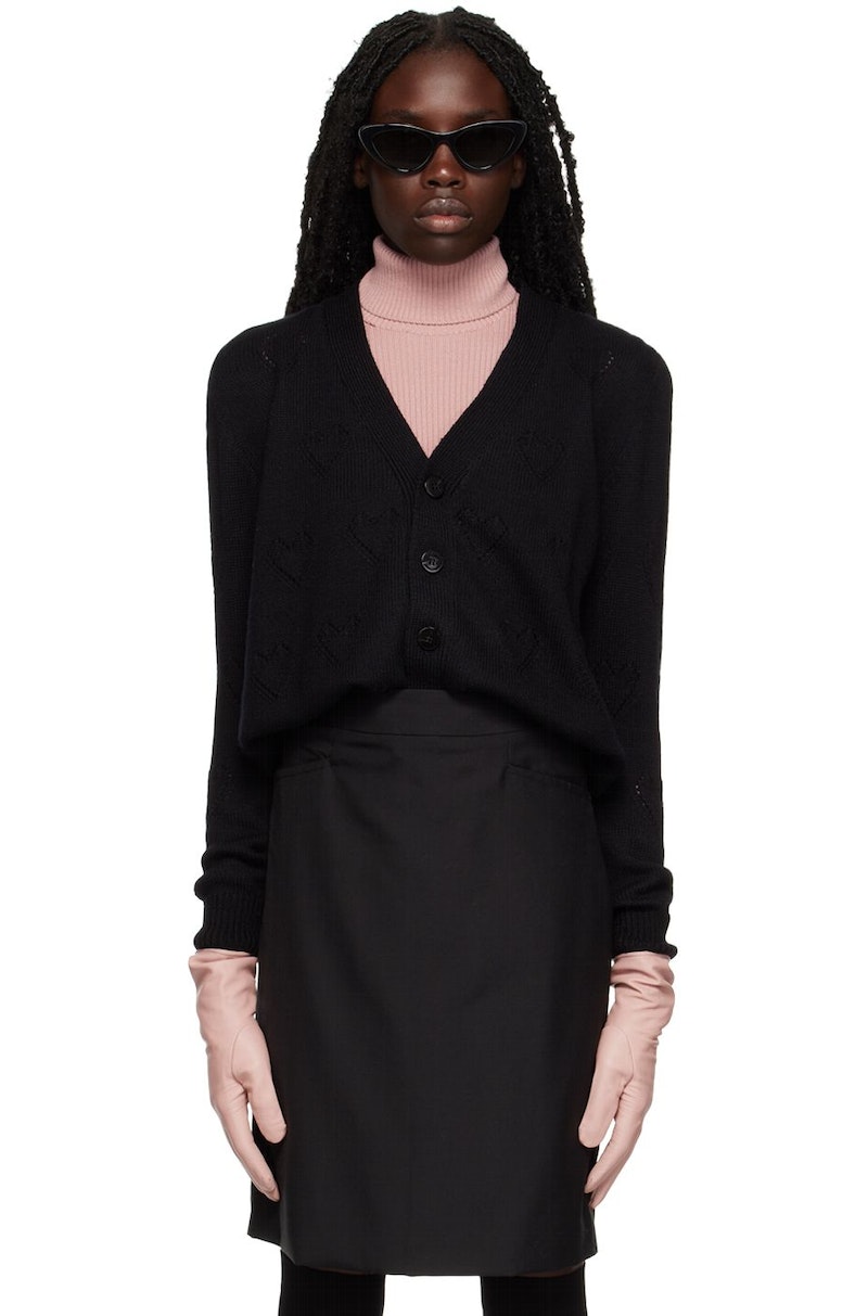 トップス ERNEST W. BAKER Hearts knit cardigan S Ernest W. Baker Black & Red Rose Cardigan - Black/Red | Garmentory