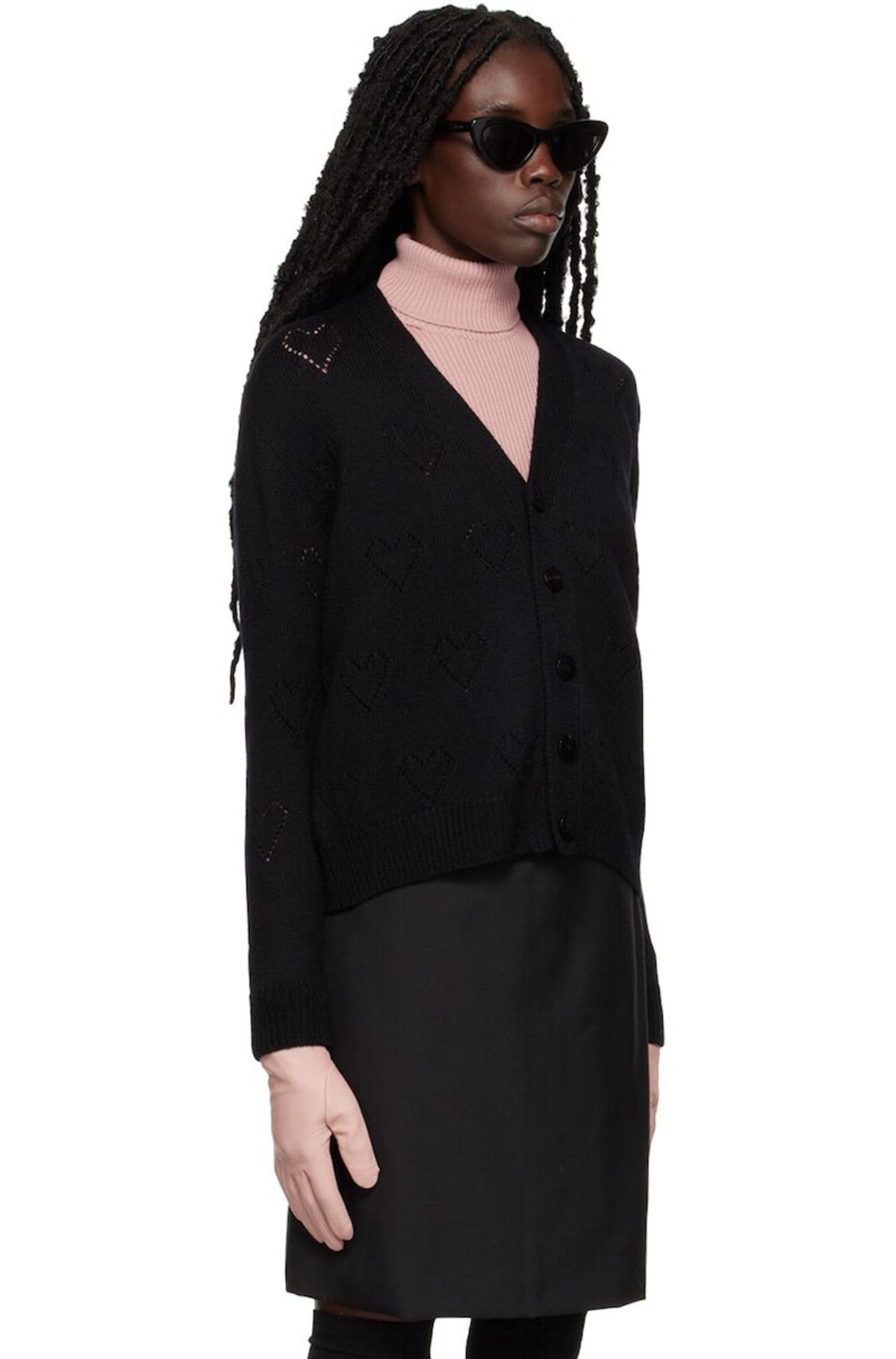 トップス ERNEST W. BAKER Hearts knit cardigan S Ernest W. Baker SSENSE Exclusive Hearts Cardigan - Black | Garmentory