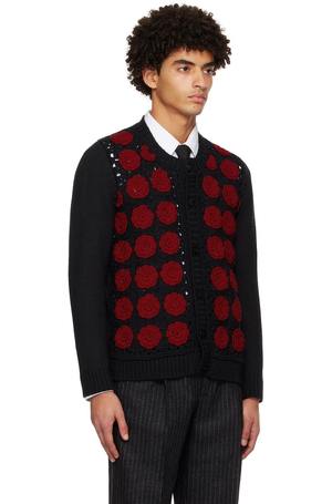 Ernest W. Baker Black & Red Rose Cardigan - Black/Red | Garmentory