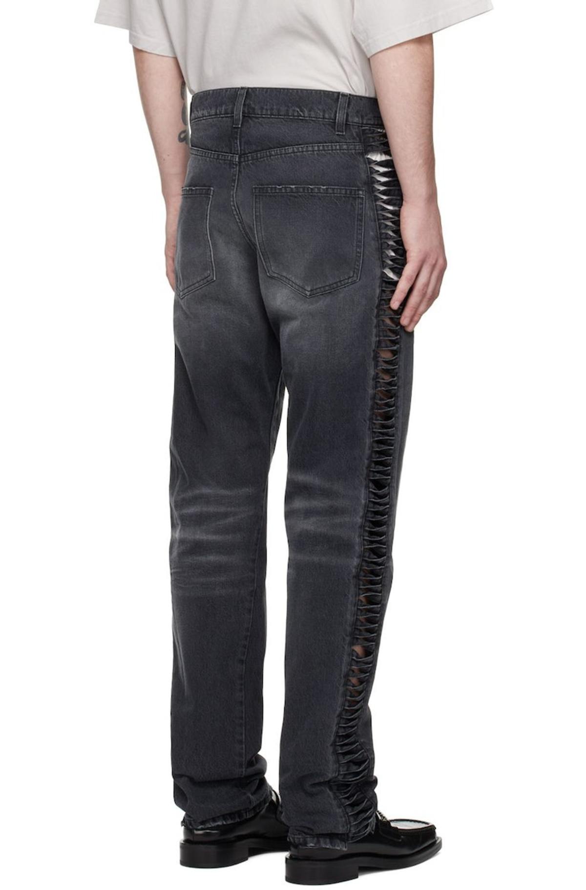 MARTINE ROSE | BLACK WASH CRINKLE DENIM JEANS ジーンズ (UNI) Martine Rose Twist Loop Jeans - Black | Garmentory