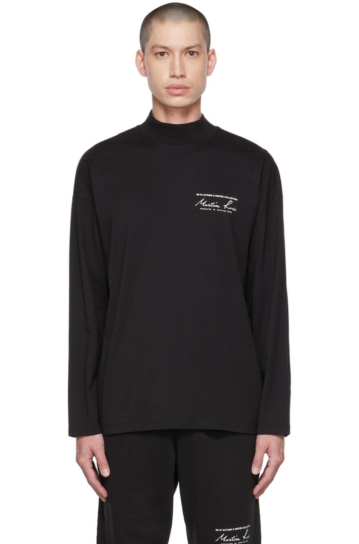 Martine Rose Printed Long Sleeve T-Shirt - Black | Garmentory