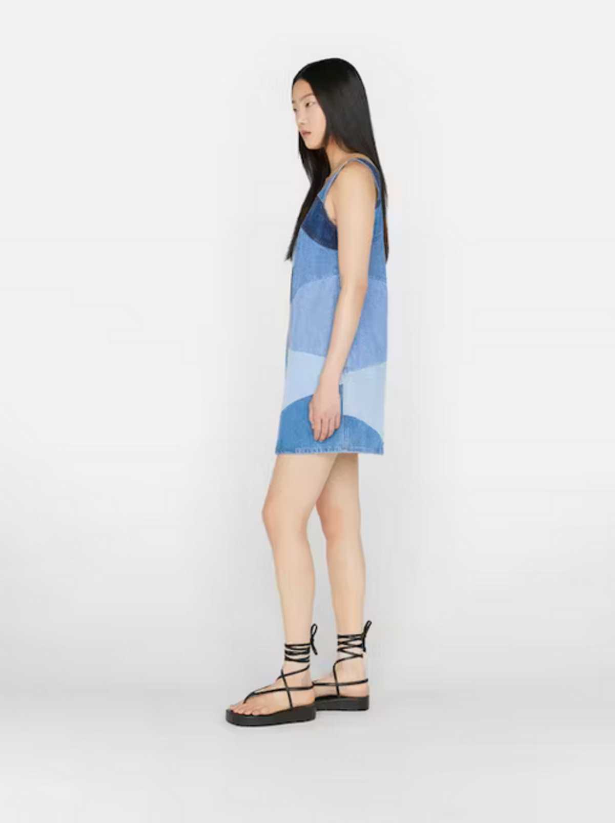 white christmas dresses Indigo Denim Flared Mini Dress – self-portrait-US