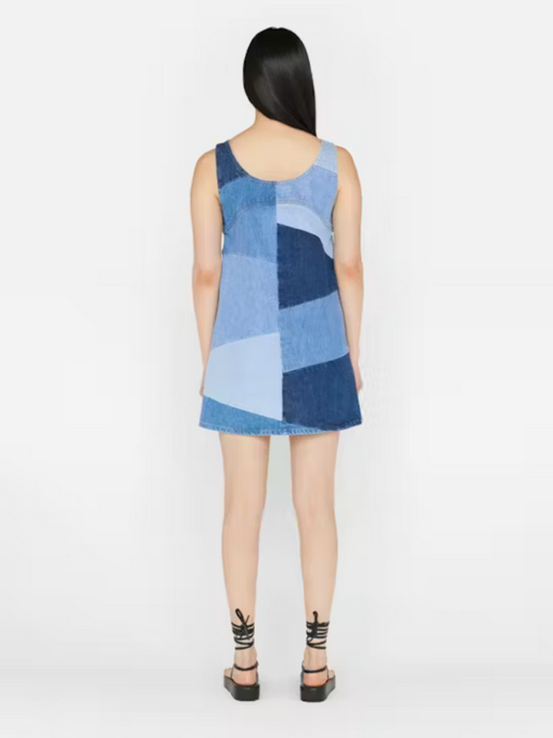 FRAME Denim Micro Flare Denim Dress - Blue Multi | Garmentory
