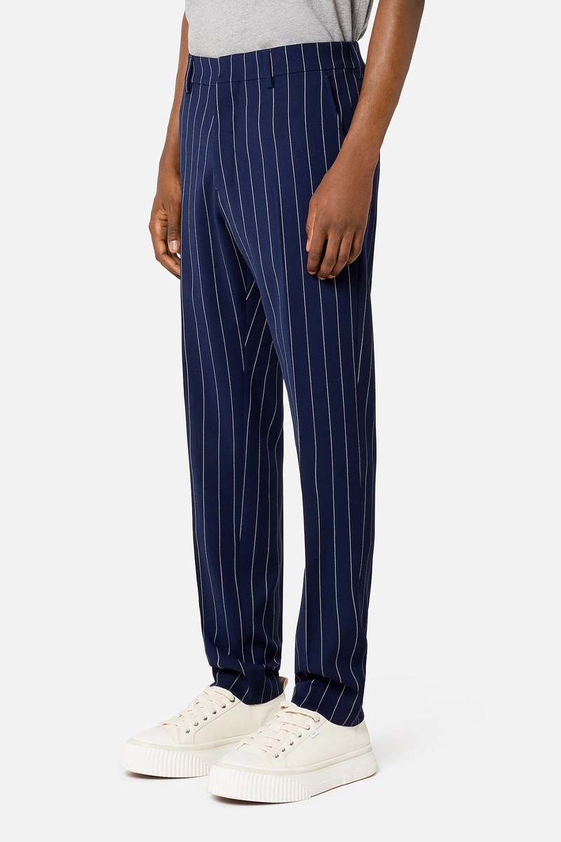 ami cigarette fit trousers AMI Cigarette Fit Trousers - Nautic Blue/Natural White 492/Vanille 709