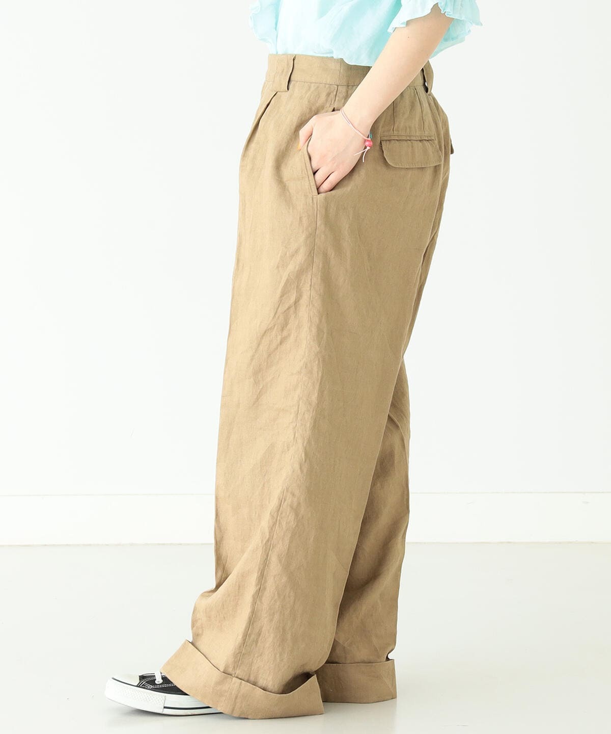 Beams Boy Linen Slacks - Beige | Garmentory display picture 1