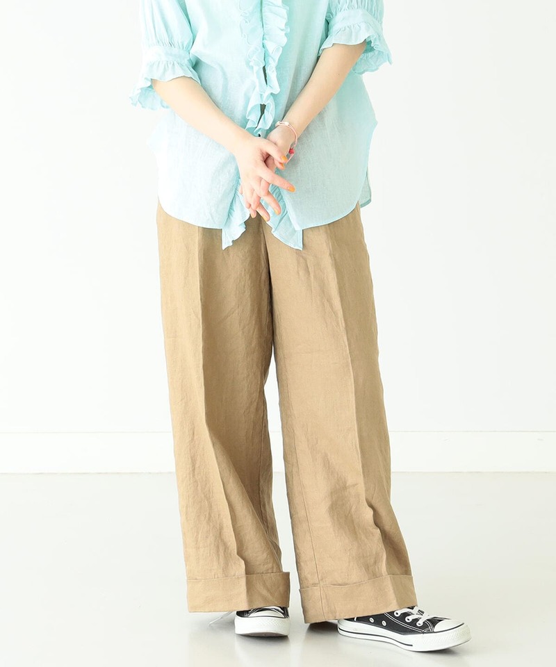 Beams Boy Linen Slacks - Beige | Garmentory display picture 1