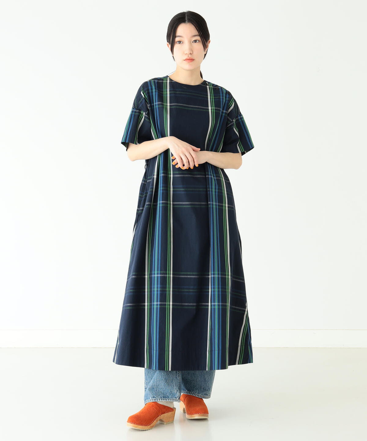 Beams Boy Boy Big Tartan Dress - Navy | Garmentory