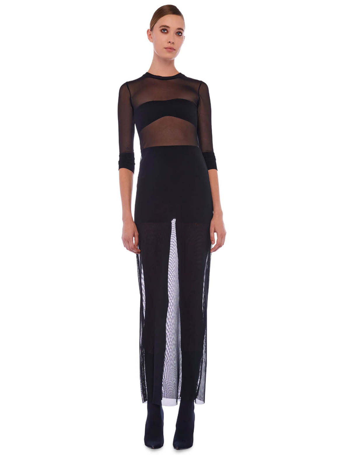 Norma Kamali Crewneck 3/4 Sleeve Dress - Black | Garmentory