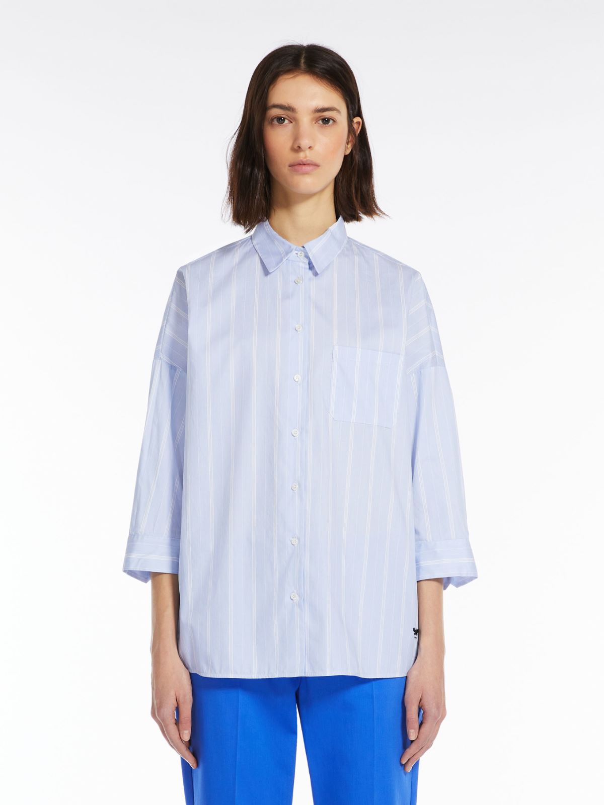 Tシャツ・カットソー Weekend Max Mara ADDA - Cotton poplin shirt Weekend Max Mara STRIPED COTTON POPLIN SHIRT | Garmentory