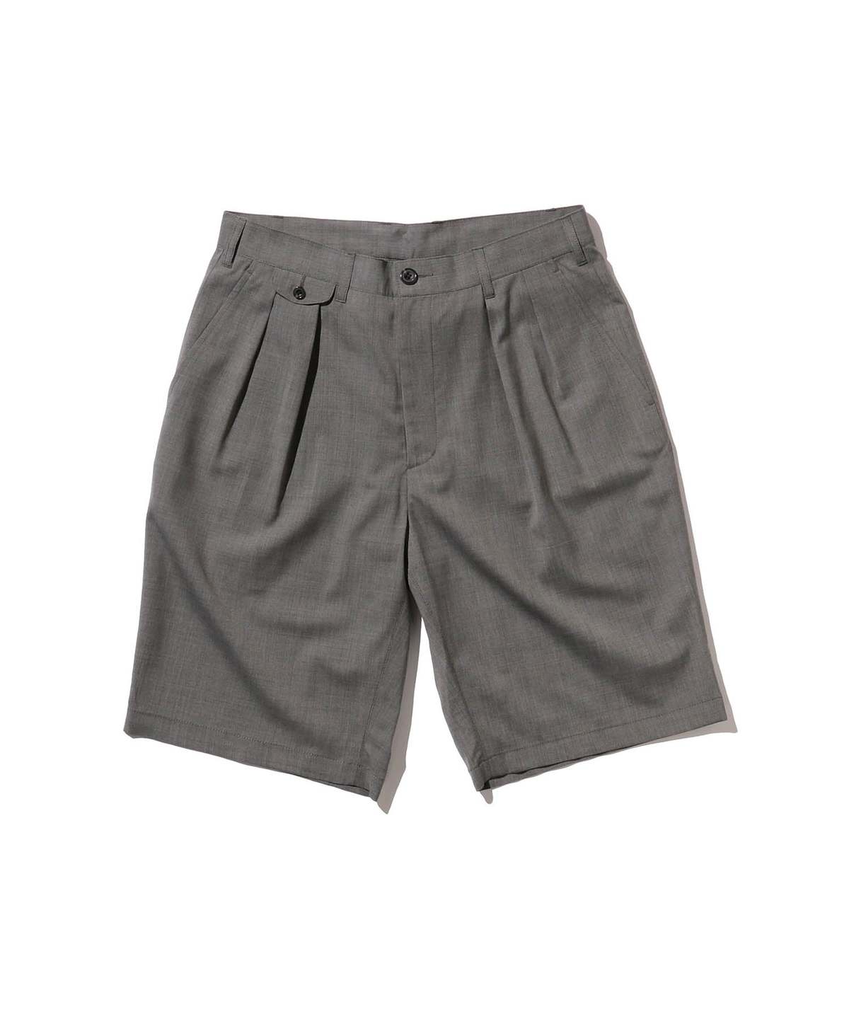Beams Plus Wool Tropical 2 Pleats Shorts - Grey | Garmentory