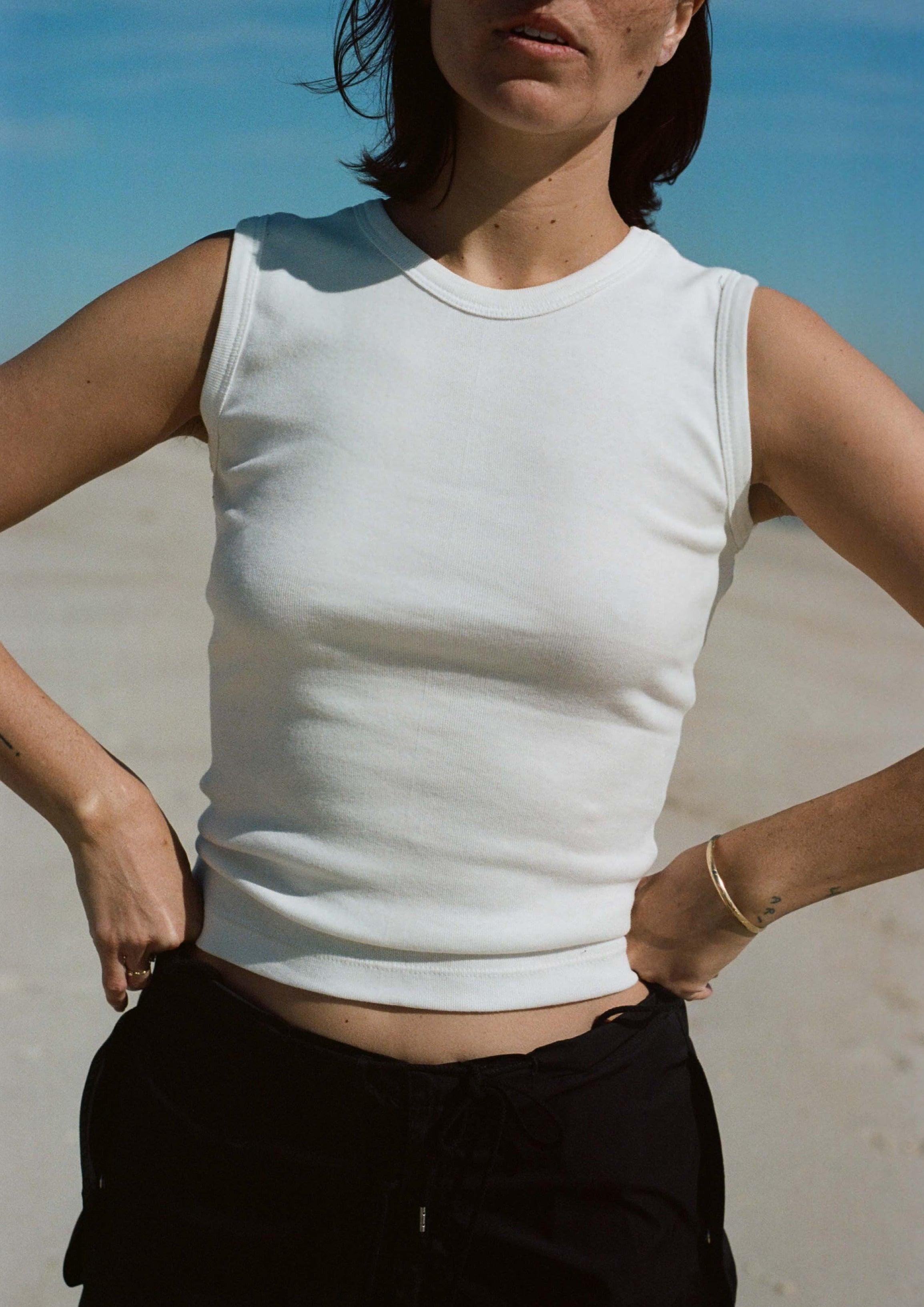 Nu Swim Organic Cotton Shell Tank White Garmentory