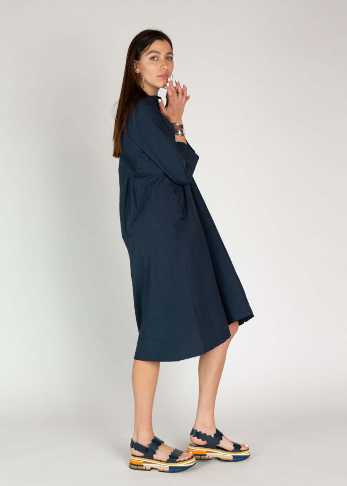 Aequamente Cotton Pullover Dress - Navy - Image 3 of 5