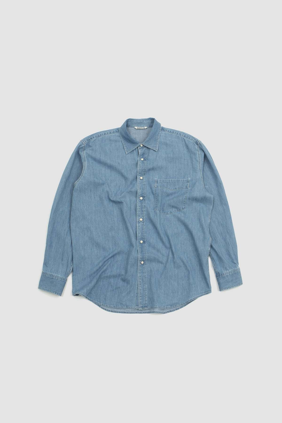 Auralee Selvedge Super Light Denim Shirt - Indigo | Garmentory