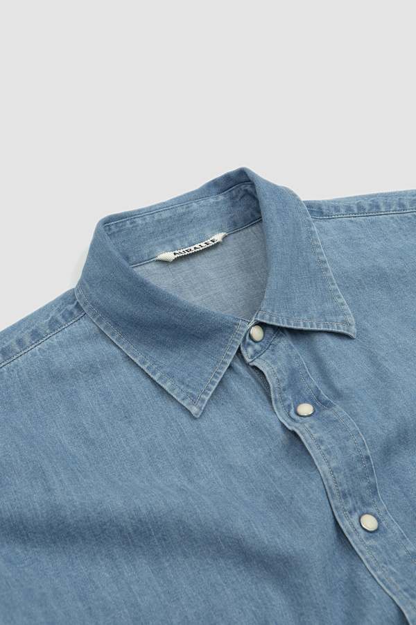Auralee Selvedge Super Light Denim Shirt - Indigo | Garmentory