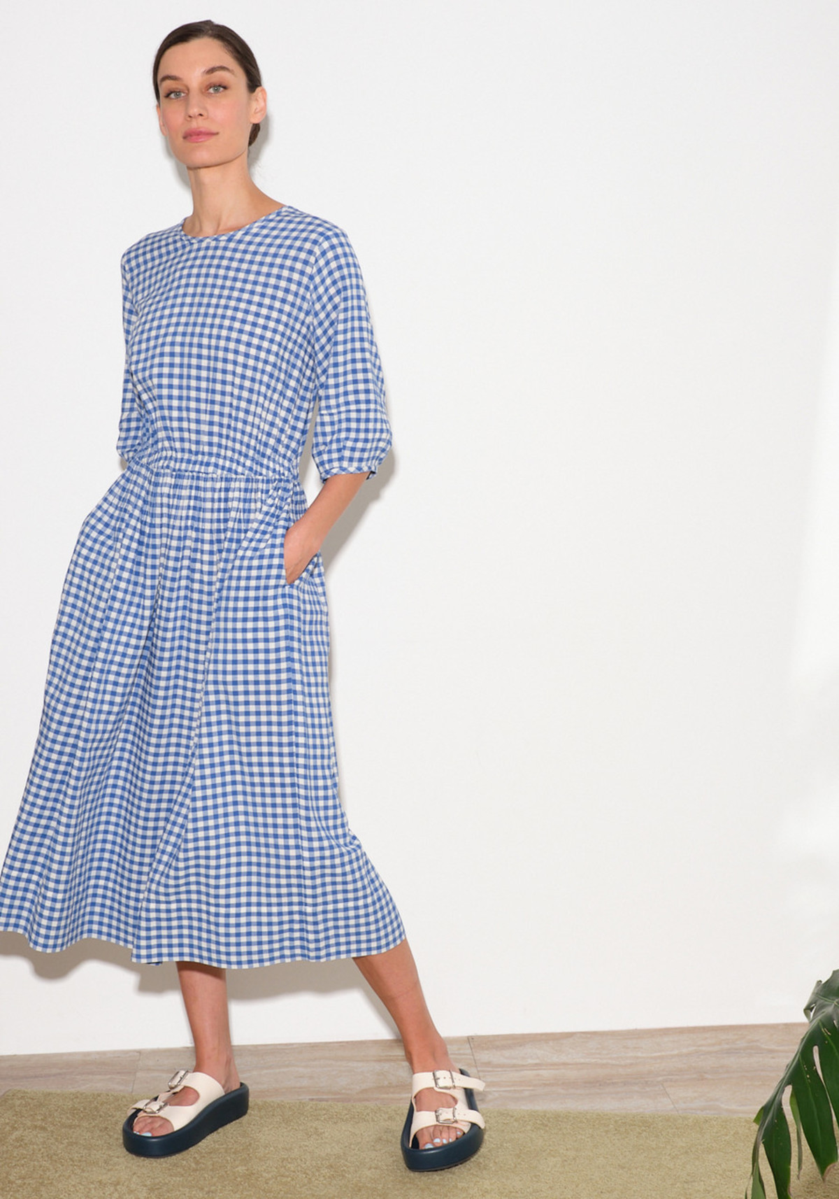 YMC Garden Gingham Dress - Blue | Garmentory