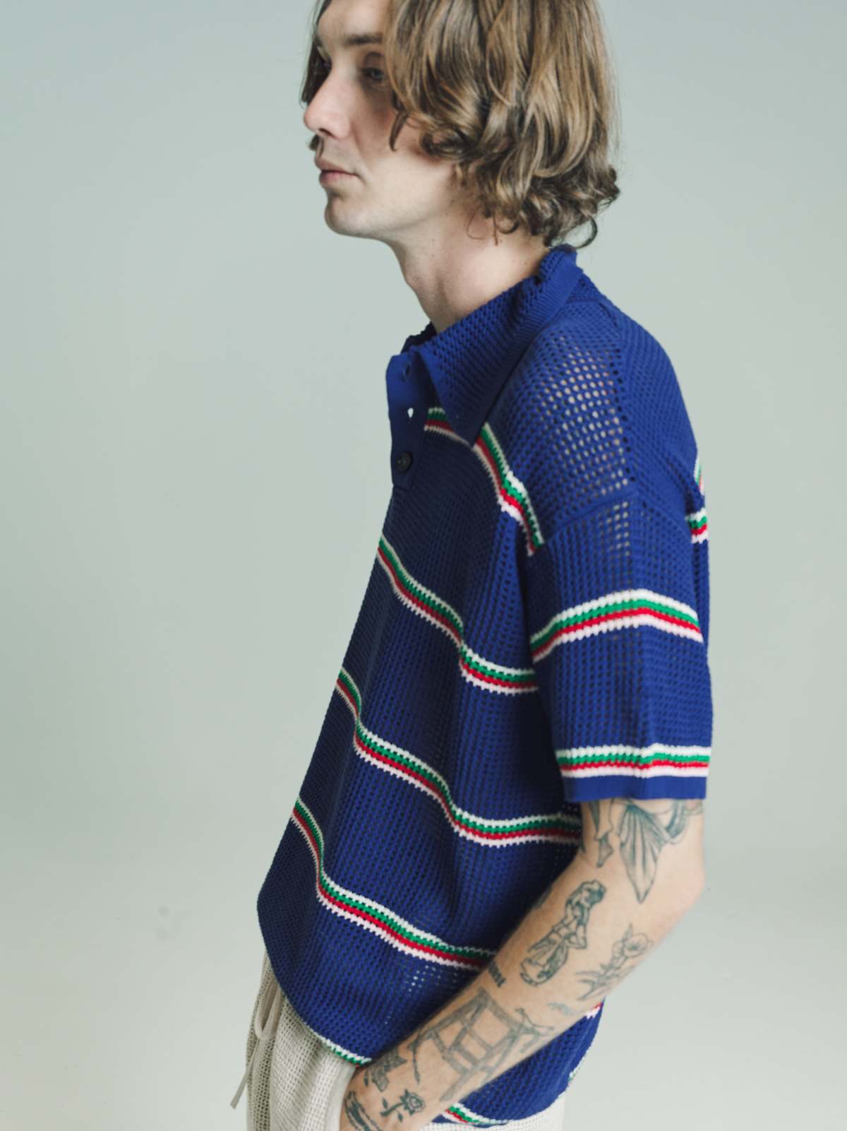 BODE Knit Lattice Polo - Multi Stripe | Garmentory