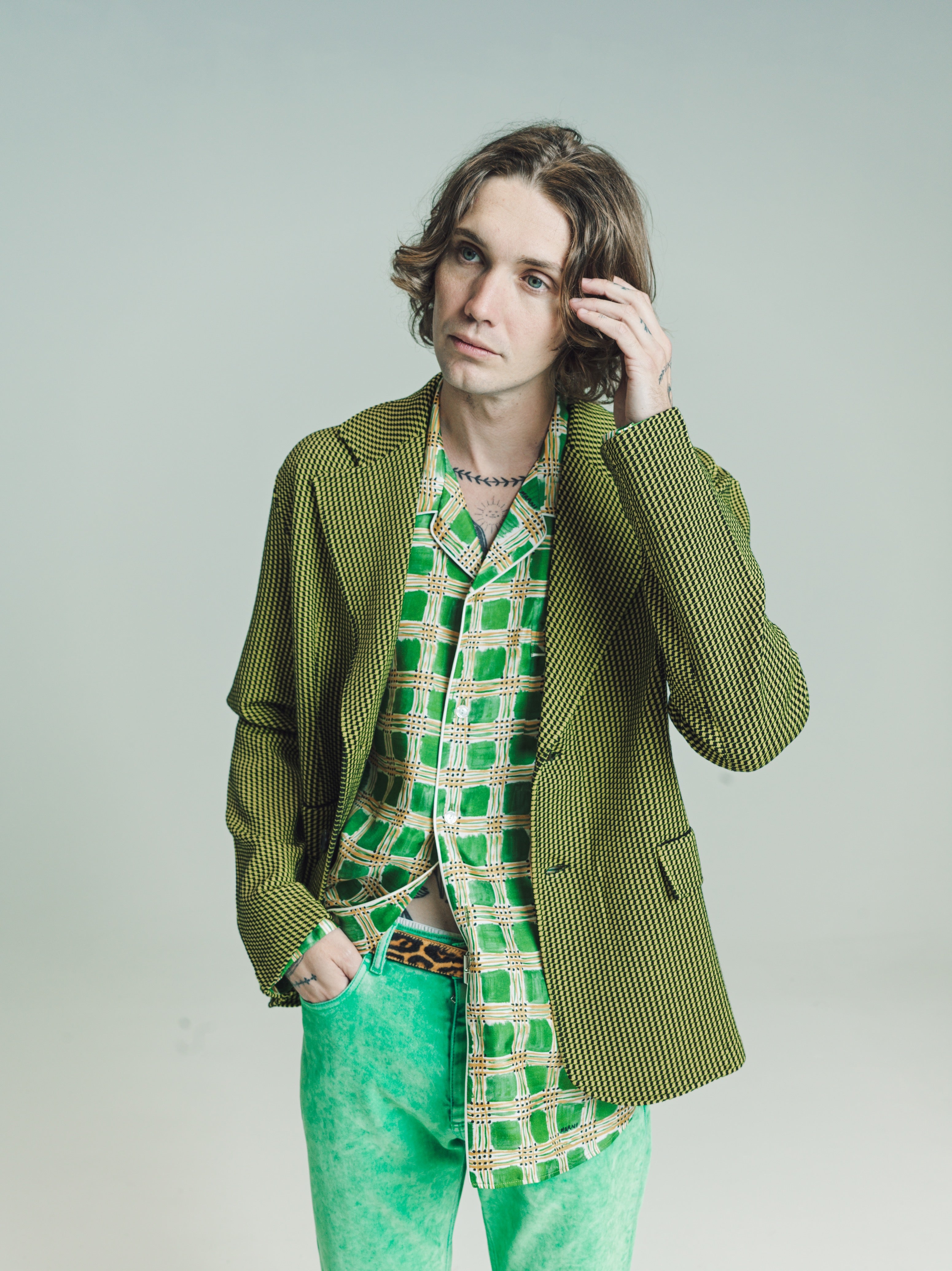 Marni Techno Wool Jacquard Giacca Blazer - Neon Green | Garmentory