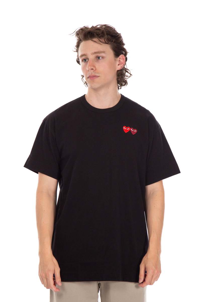 Comme des Garçons Double Heart T-shirt - Black | Garmentory Comme des Garçons Double Heart T-shirt - Black | Garmentory