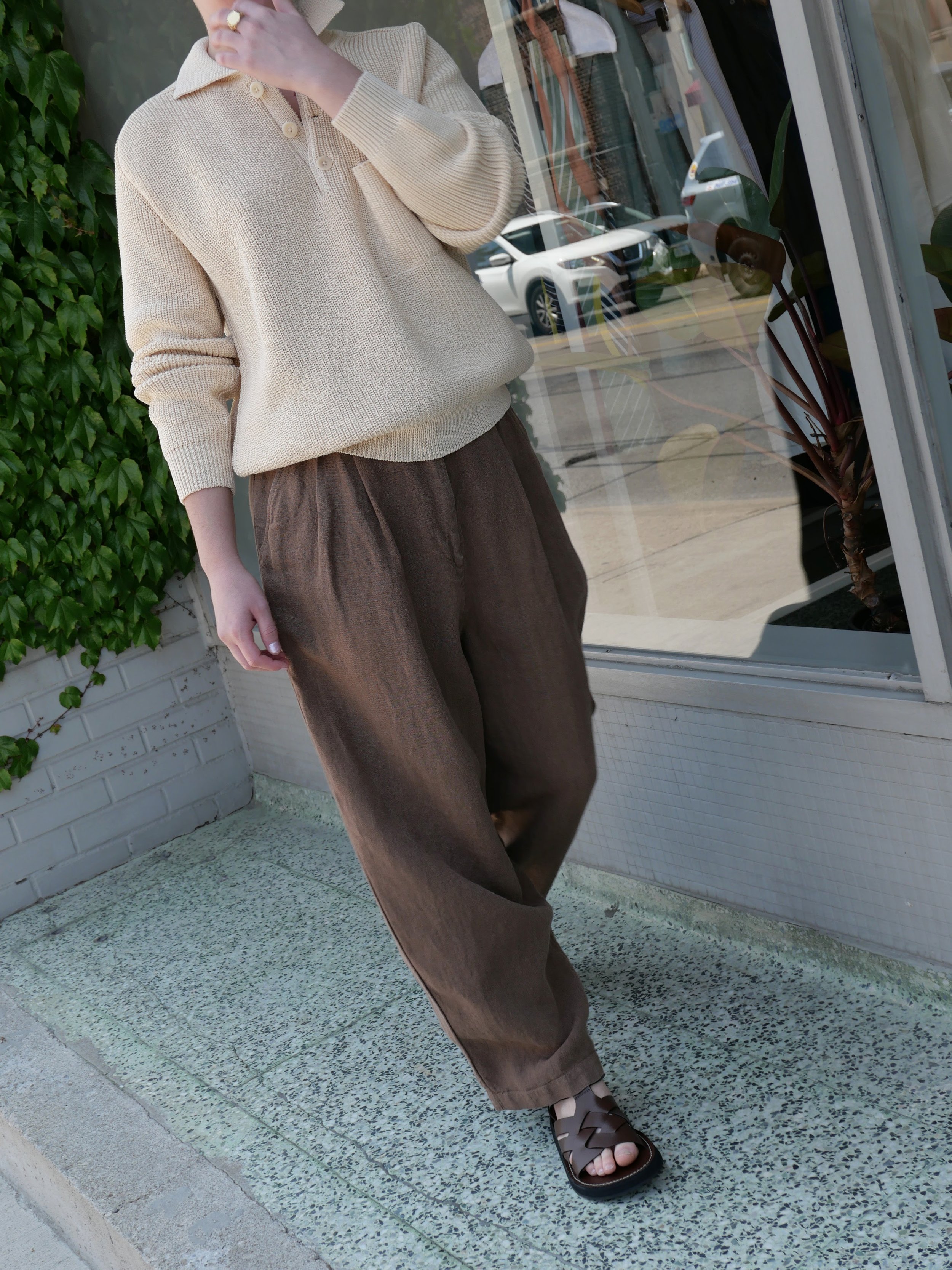 Shaina Mote LINEN BOY TROUSER - TOBACCO | Garmentory display picture 1
