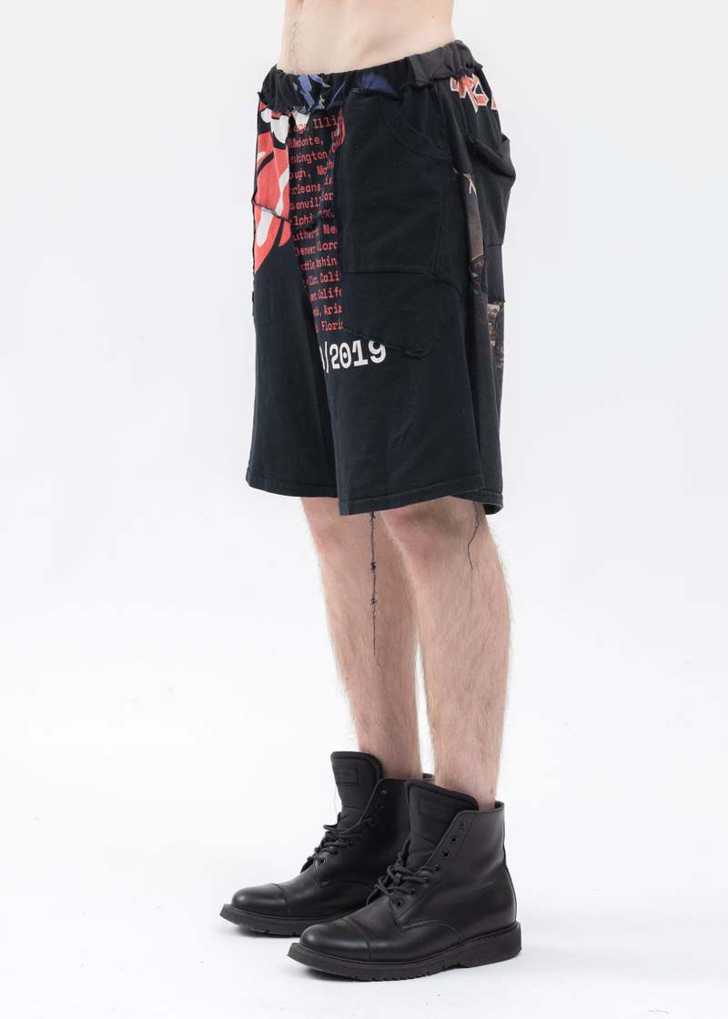 【DISCOVERED】 BAND TEE WIDE SHORTS DISCOVERED Band Tee Wide Shorts - Black | Garmentory
