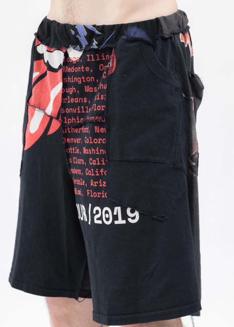 DISCOVERED Band Tee Wide Shorts - Black | Garmentory
