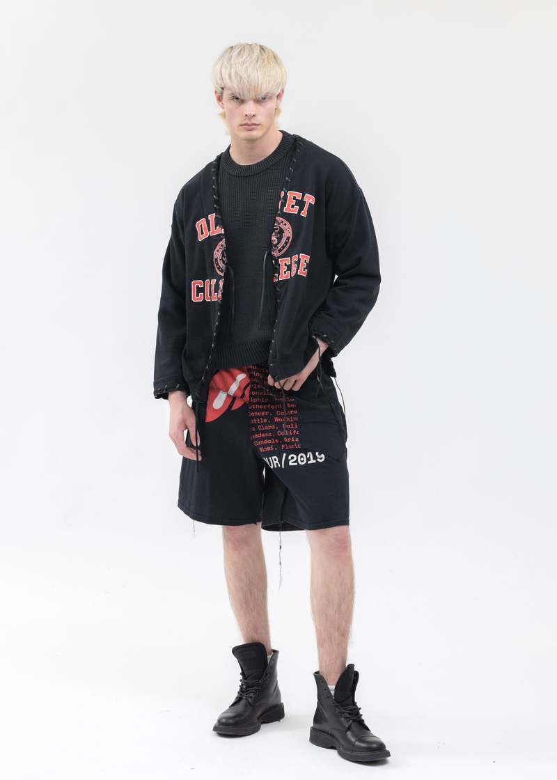DISCOVERED Band Tee Wide Shorts - Black | Garmentory