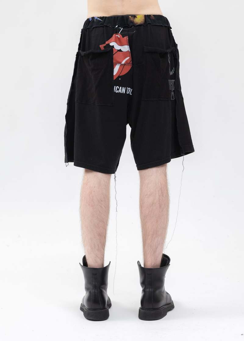 DISCOVERED Band Tee Wide Shorts - Black | Garmentory