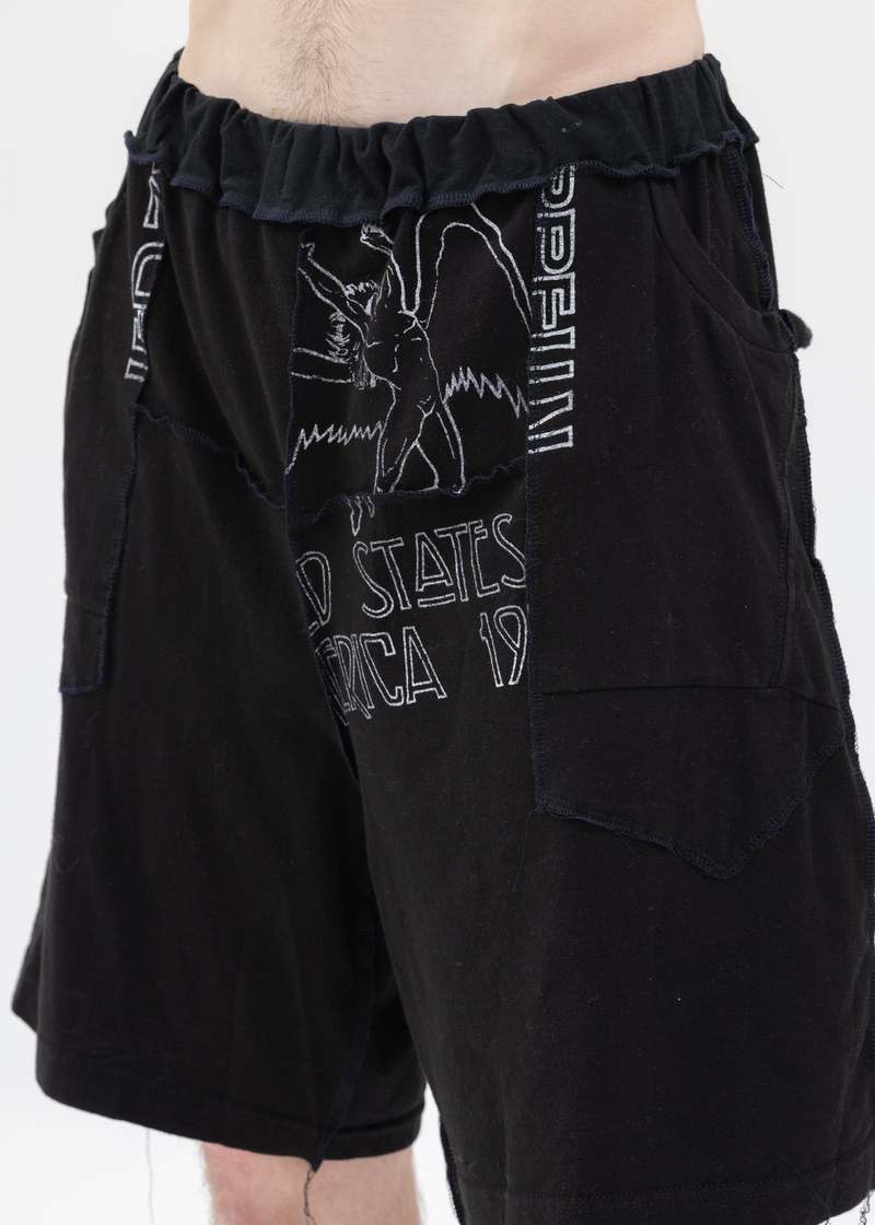 【DISCOVERED】 BAND TEE WIDE SHORTS DISCOVERED Band Tee Wide Shorts - Black | Garmentory