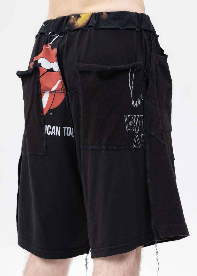 【DISCOVERED】 BAND TEE WIDE SHORTS DISCOVERED Band Tee Wide Shorts - Black | Garmentory