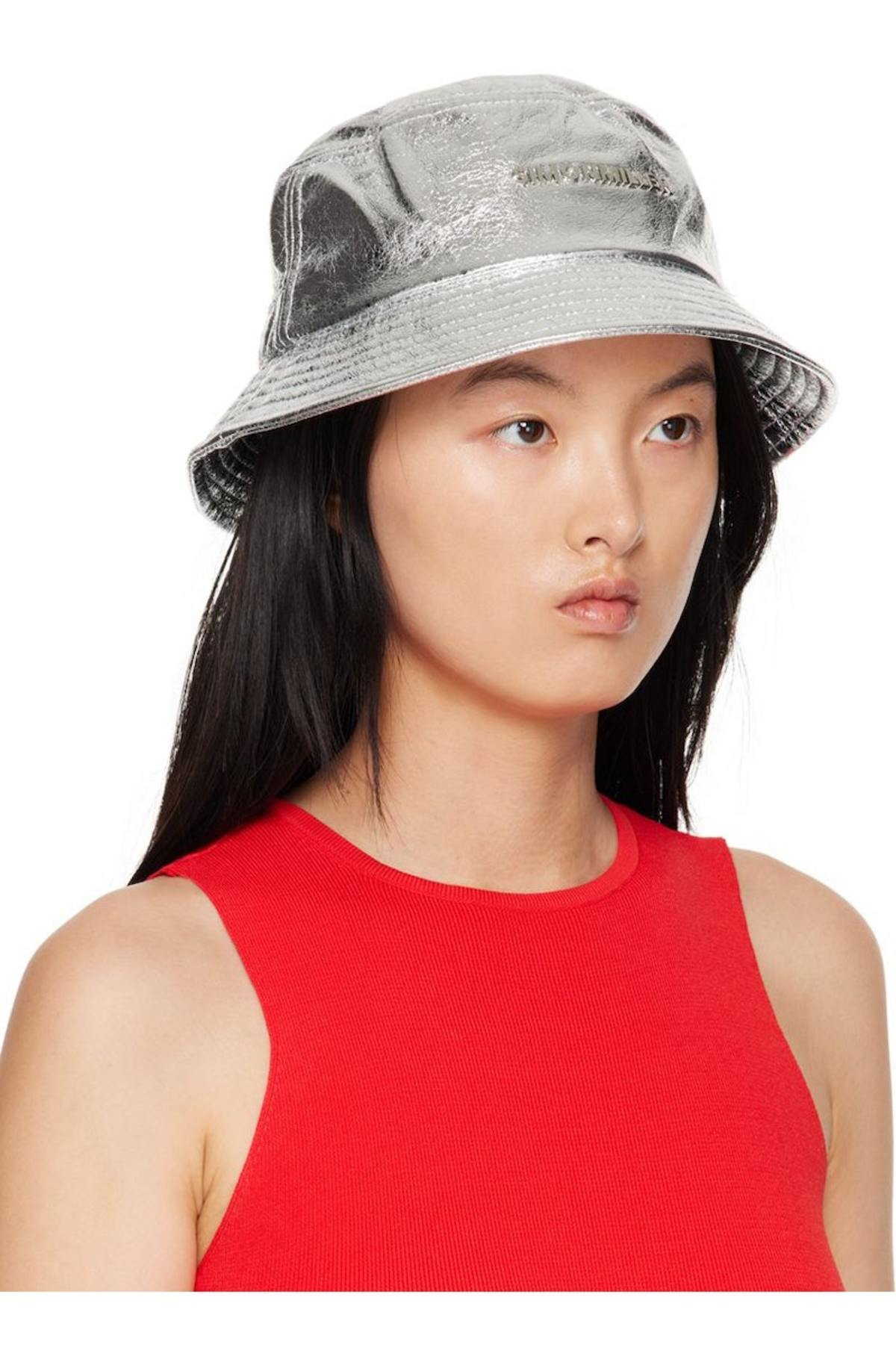 Simon Miller Metallic Drop Bucket Hat Silver Garmentory