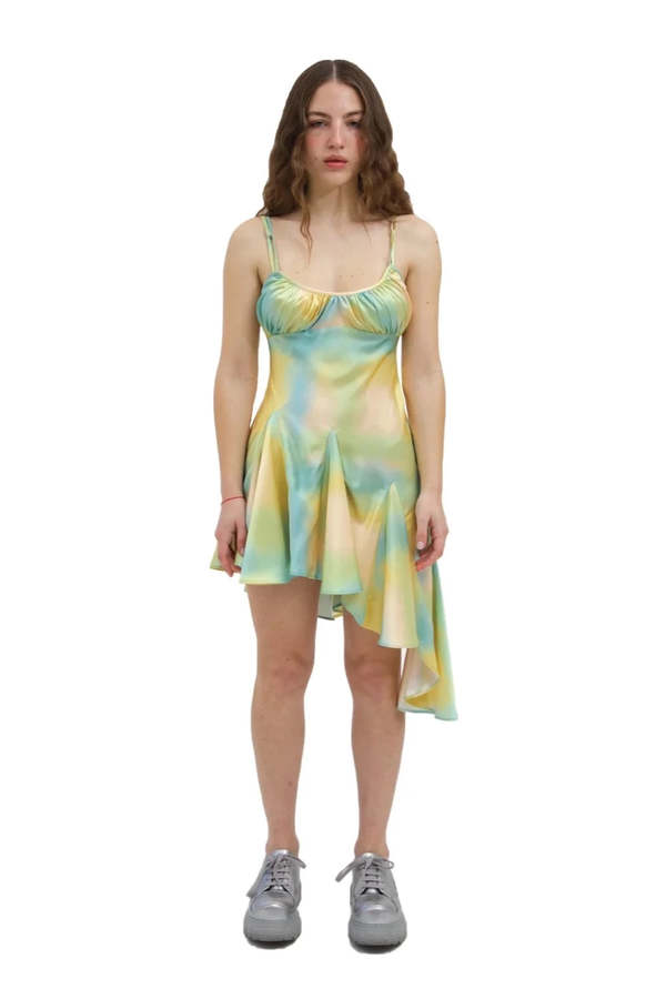 pleated sage green dress Josee Dress