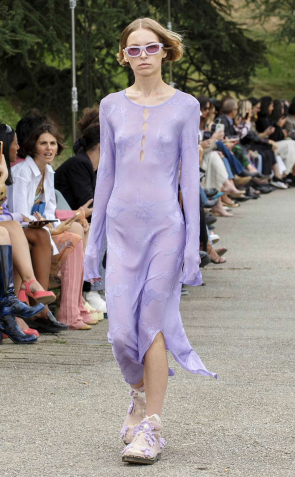 Marco Rambaldi Transparent Viscose Knitwear Long Dress Lilac