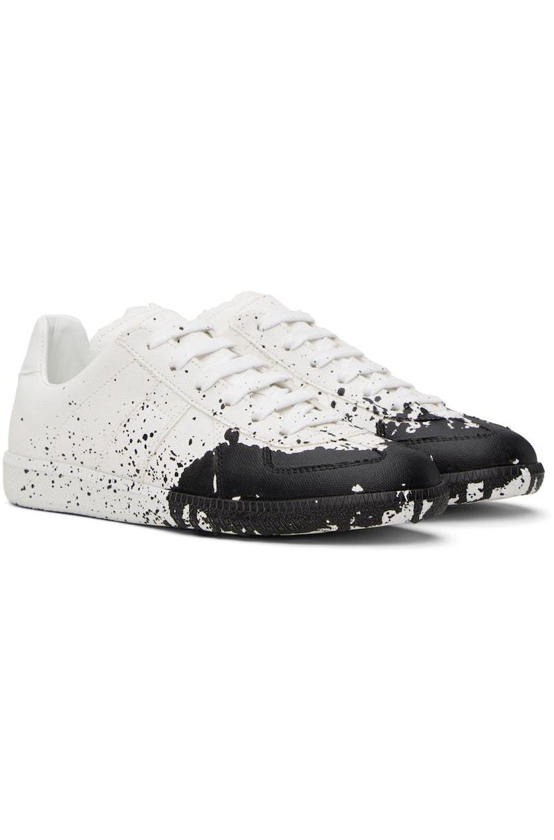 Maison Margiela White & Black Paint Replica Sneakers