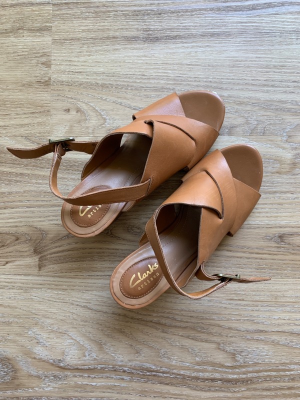 Clarks on sale tan heels