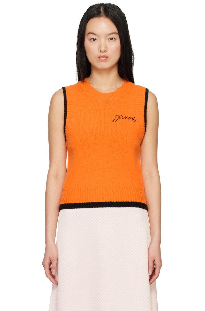GANNI O-Neck Vest - Orangeade | Garmentory