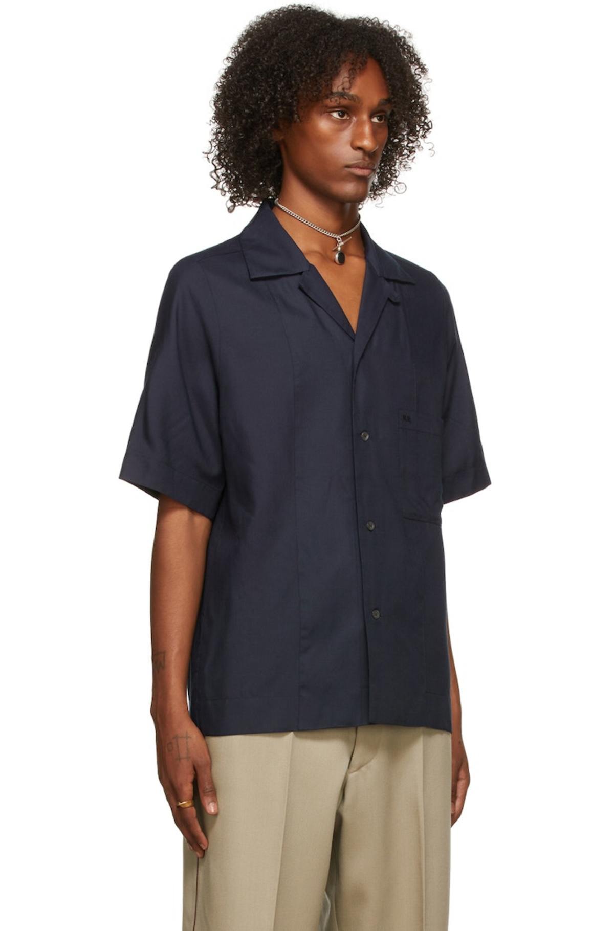 Maison Margiela Short Sleeve Shirt - Navy | Garmentory