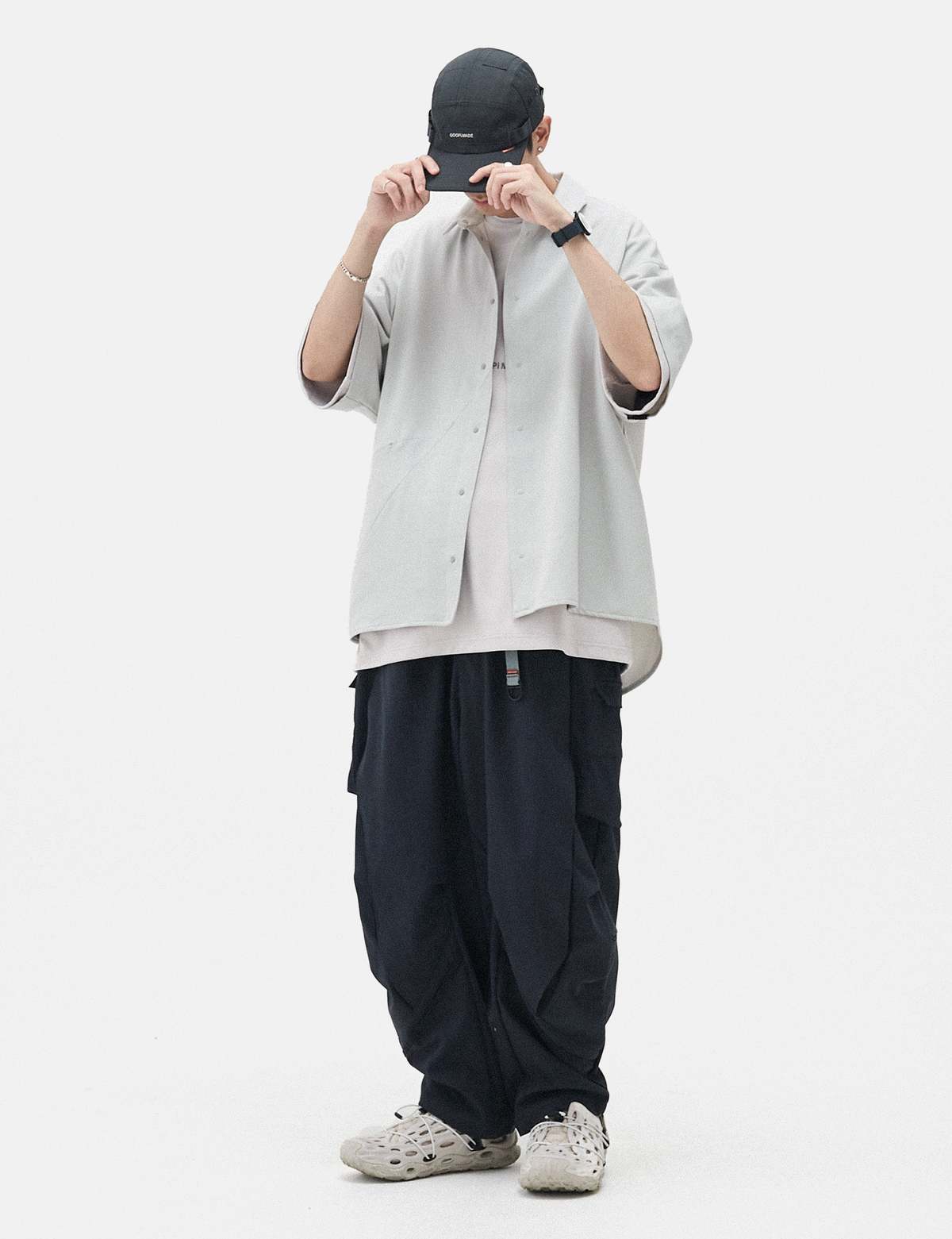 GOOPIMADE / “GNV-17“ Parabola Big Shirts GOOPiMADE GNV-17 SOFTBOX Parabola Big Shirt - Tech-Grey | Garmentory
