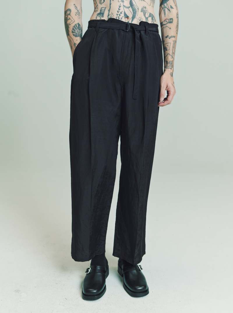 Lemaire Linen & Viscose Belted Easy Pants - Black | Garmentory