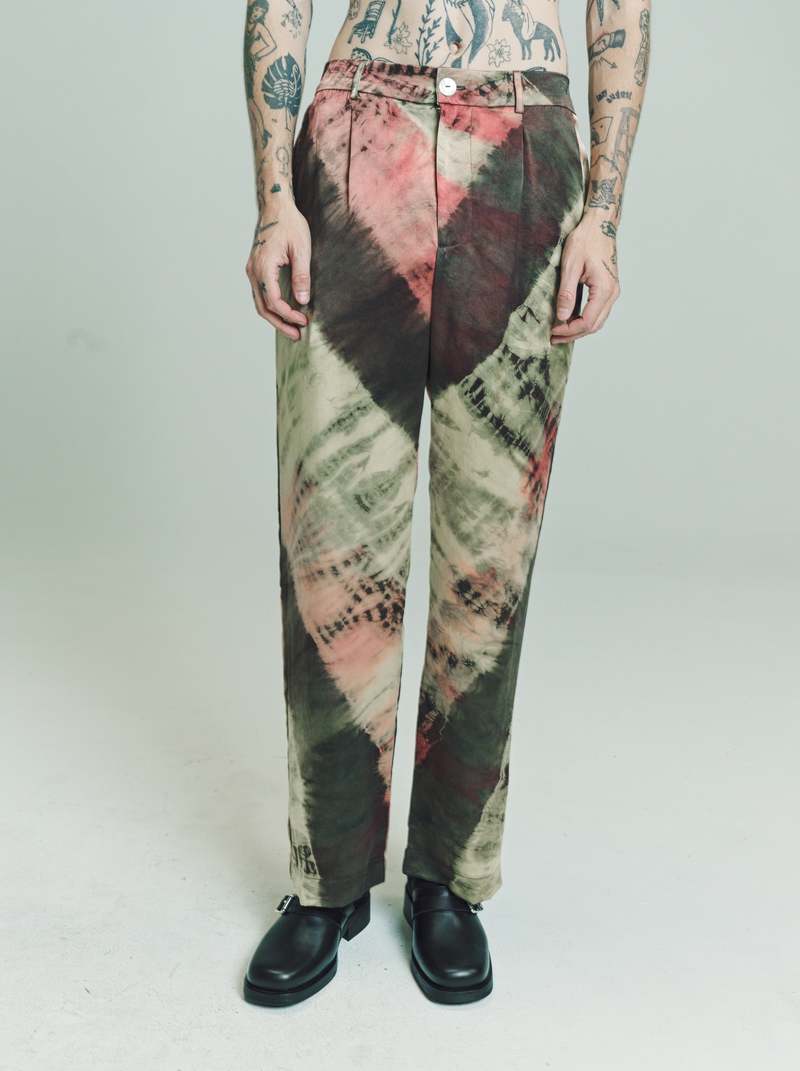 Endless Joy Silk Natural Tie Dye Wide Leg Trousers - Black