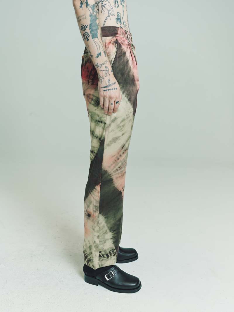 Endless Joy Silk Natural Tie Dye Wide Leg Trousers - Black