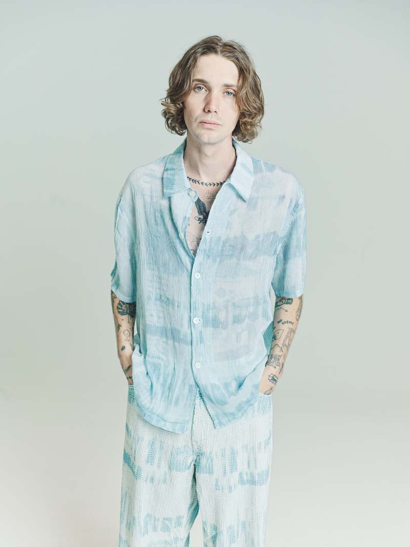 Our Legacy Box Short Sleeve Shirt - Blue Brush Stroke Print 