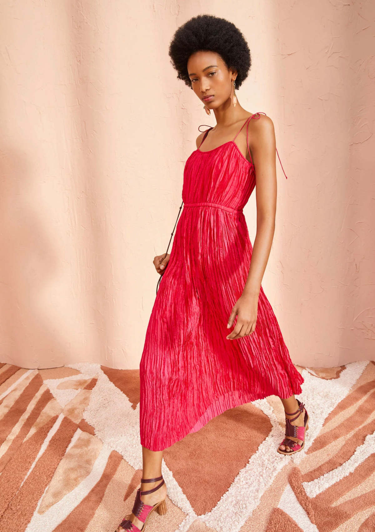 green emerald velvet dress Ulla Johnson Nadine Cami Midi Dress In Ocean  Evoluxxy
