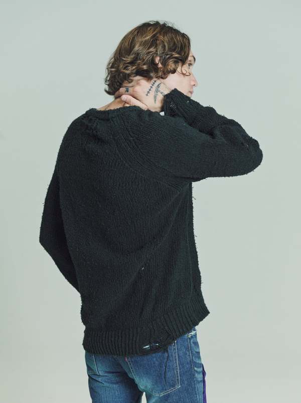 Number (N)ine Archive Touch Me I'm Sick Destroyed V-Neck Sweater