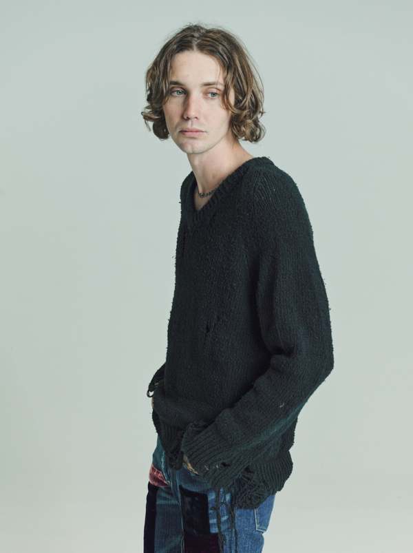 Number (N)ine Archive Touch Me I'm Sick Destroyed V-Neck Sweater