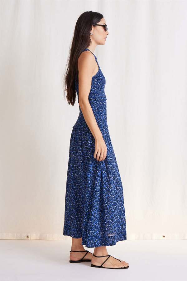 Apiece Apart Siempre Tank Maxi Dress - Floral Blue | Garmentory Apiece Apart Siempre Tank Maxi Dress - Floral Blue | Garmentory