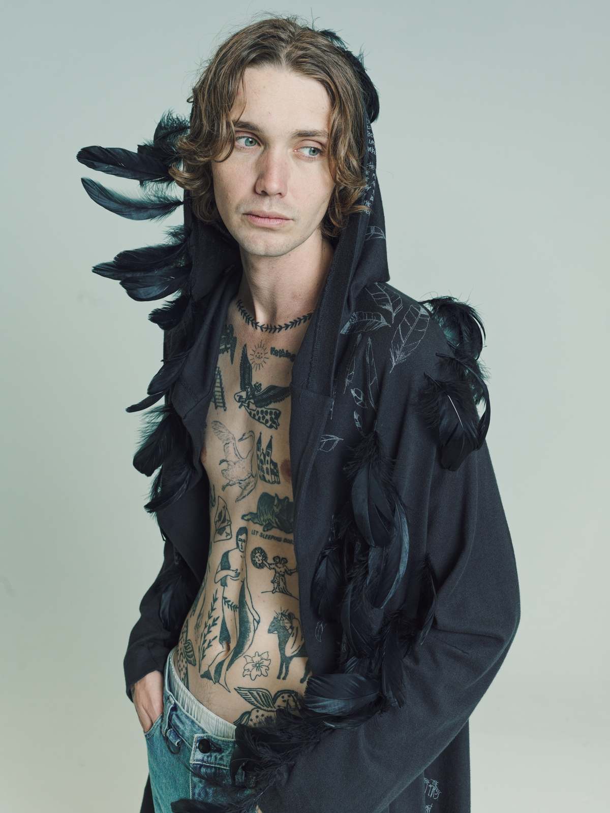 Number (N)ine Archive Birds Finale Piece Cashmere Hooded Long Cape 